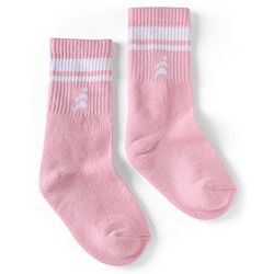 Pine Active Cotton Lycra Knit Terry Breathable Mid Calf Length Athletic Socks With Design Pack of 3 - White, Pink & Orange