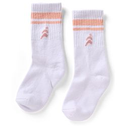 Pine Active Cotton Lycra Knit Terry Breathable Mid Calf Length Athletic Socks With Design Pack of 3 - White, Pink & Orange