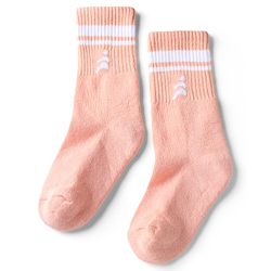 Pine Active Cotton Lycra Knit Terry Breathable Mid Calf Length Athletic Socks With Design Pack of 3 - White, Pink & Orange