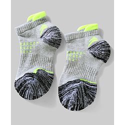 Pine Active Cotton Lycra Knit Terry Breathable Ankle Length Athletic Socks Pack of 3 - White, Grey & Black