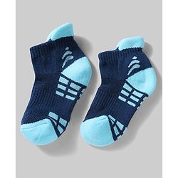 Pine Active Cotton Lycra Knit Terry Breathable Ankle Length Athletic Socks Pack of 3 - White, Black & Light Blue