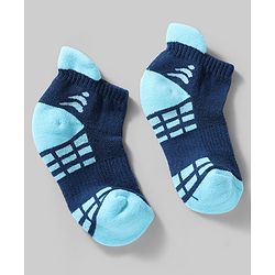 Pine Active Cotton Lycra Knit Terry Breathable Ankle Length Athletic Socks Pack of 3 - White, Black & Light Blue