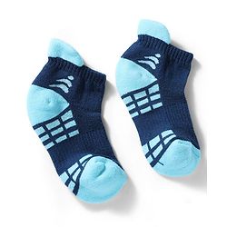 Pine Active Cotton Lycra Knit Terry Breathable Ankle Length Athletic Socks Pack of 3 - White, Black & Light Blue