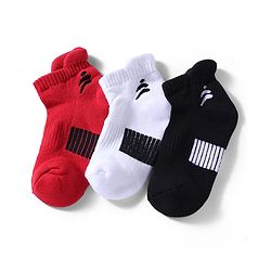 Pine Active Cotton Lycra Knit Terry Breathable Ankle Length Athletic Socks Pack of 3 - White, Red & Black
