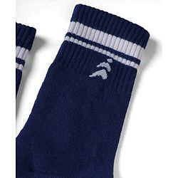 Pine Active Cotton Lycra Knit Terry Breathable Knee Length Football Socks With Design Pack of 3 - White, Blue & Red