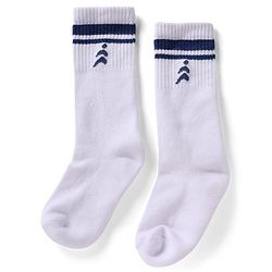 Pine Active Cotton Lycra Knit Terry Breathable Knee Length Football Socks With Design Pack of 3 - White, Blue & Red