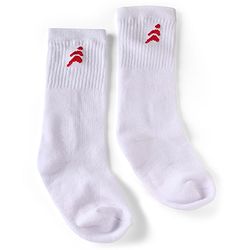 Pine Active Cotton Lycra Knit Terry Breathable Knee Length Football Socks With Text Design Pack of 3 - White, Black & Red