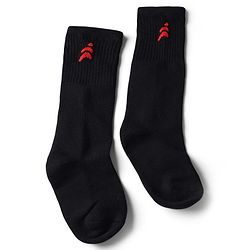 Pine Active Cotton Lycra Knit Terry Breathable Knee Length Football Socks With Text Design Pack of 3 - White, Black & Red