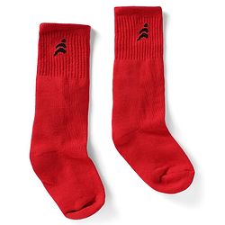 Pine Active Cotton Lycra Knit Terry Breathable Knee Length Football Socks With Text Design Pack of 3 - White, Black & Red