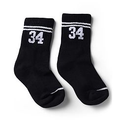 Pine Active Cotton Lycra Knit Terry Breathable Crew Calf Length Athletic Socks With Numeric Text Design Pack of 3 - White, Black & Navy Blue