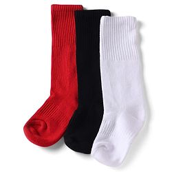 Pine Active Cotton Lycra Knit Terry Breathable Knee Length Football Socks Pack of 3 - White, Black & Red