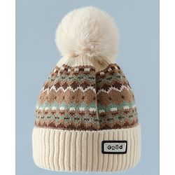 Pine Kids Woollen Cap & Muffler White Diameter of cap - 19 cm
