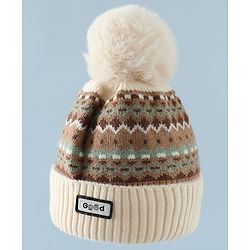 Pine Kids Woollen Cap & Muffler White Diameter of cap - 19 cm