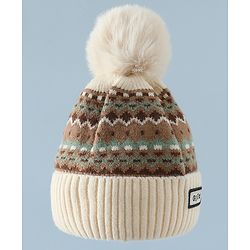 Pine Kids Woollen Cap & Muffler White Diameter of cap - 19 cm
