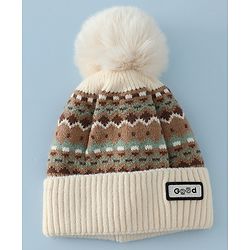 Pine Kids Woollen Cap & Muffler White Diameter of cap - 19 cm