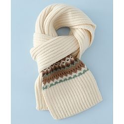 Pine Kids Woollen Cap & Muffler White Diameter of cap - 19 cm