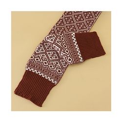 Pine Kids Woollen Cap Gloves & Muffler With Geometric Design in Brown- Diameter 18 cm