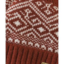 Pine Kids Woollen Cap Gloves & Muffler With Geometric Design in Brown- Diameter 18 cm