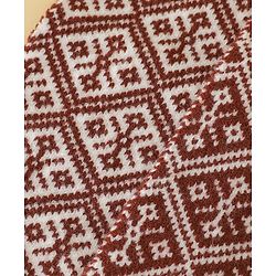 Pine Kids Woollen Cap Gloves & Muffler With Geometric Design in Brown- Diameter 18 cm