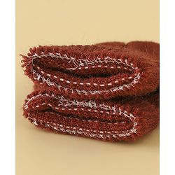 Pine Kids Woollen Cap Gloves & Muffler With Geometric Design in Brown- Diameter 18 cm