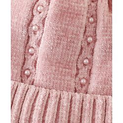 Pine Kids Woollen Cap with Pom Pom & Pearls in Pink - Diameter 18.5 cm