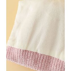 Pine Kids Woollen Cap with Pom Pom & Pearls in Pink - Diameter 18.5 cm