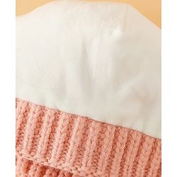 Pine Kids Woollen Cap with Pom Pom & Knot Pink - Diameter 25 cm