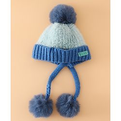 Pine Kids Woollen Cap with Pom Pom & Knot Pink - Diameter 25 cm