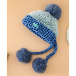Pine Kids Woollen Cap with Pom Pom & Knot Pink - Diameter 25 cm