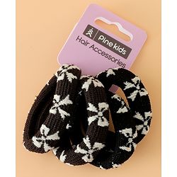 Pine Kids Free Size Hair Rubber Bands Pack of 4 - Black & Khaki