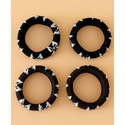 Pine Kids Free Size Hair Rubber Bands Pack of 4 - Black & Khaki
