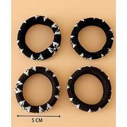 Pine Kids Free Size Hair Rubber Bands Pack of 4 - Black & Khaki