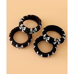 Pine Kids Free Size Hair Rubber Bands Pack of 4 - Black & Khaki