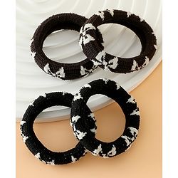 Pine Kids Free Size Hair Rubber Bands Pack of 4 - Black & Khaki
