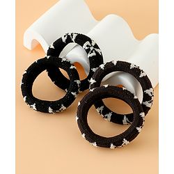 Pine Kids Free Size Hair Rubber Bands Pack of 4 - Black & Khaki