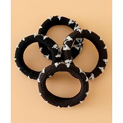 Pine Kids Free Size Hair Rubber Bands Pack of 4 - Black & Khaki