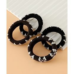 Pine Kids Free Size Hair Rubber Bands Pack of 4 - Black & Khaki