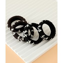 Pine Kids Free Size Hair Rubber Bands Pack of 4 - Black & Khaki