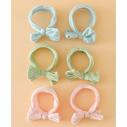 Pine Kids Free Size Hair Rubber Bands With Bow Applique Pack of 6 - Multicolor