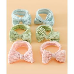 Pine Kids Free Size Hair Rubber Bands With Bow Applique Pack of 6 - Multicolor