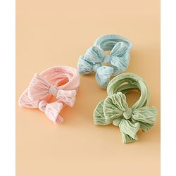 Pine Kids Free Size Hair Rubber Bands With Bow Applique Pack of 6 - Multicolor