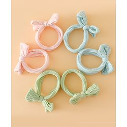 Pine Kids Free Size Hair Rubber Bands With Bow Applique Pack of 6 - Multicolor