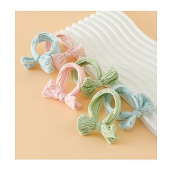 Pine Kids Free Size Hair Rubber Bands With Bow Applique Pack of 6 - Multicolor