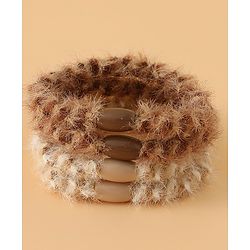 Pine Kids Free Size Stretchable Hair Rubber Bands Set for Girls for Everyday Hairstyles - Khaki & Brown