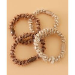 Pine Kids Free Size Stretchable Hair Rubber Bands Set for Girls for Everyday Hairstyles - Khaki & Brown