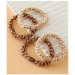 Pine Kids Free Size Stretchable Hair Rubber Bands Set for Girls for Everyday Hairstyles - Khaki & Brown