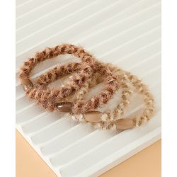 Pine Kids Free Size Stretchable Hair Rubber Bands Set for Girls for Everyday Hairstyles - Khaki & Brown