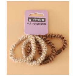 Pine Kids Free Size Stretchable Hair Rubber Bands Set for Girls for Everyday Hairstyles - Khaki & Brown