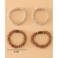 Pine Kids Free Size Stretchable Hair Rubber Bands Set for Girls for Everyday Hairstyles - Khaki & Brown