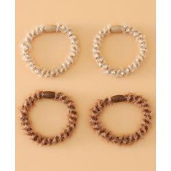 Pine Kids Free Size Stretchable Hair Rubber Bands Set for Girls for Everyday Hairstyles - Khaki & Brown
